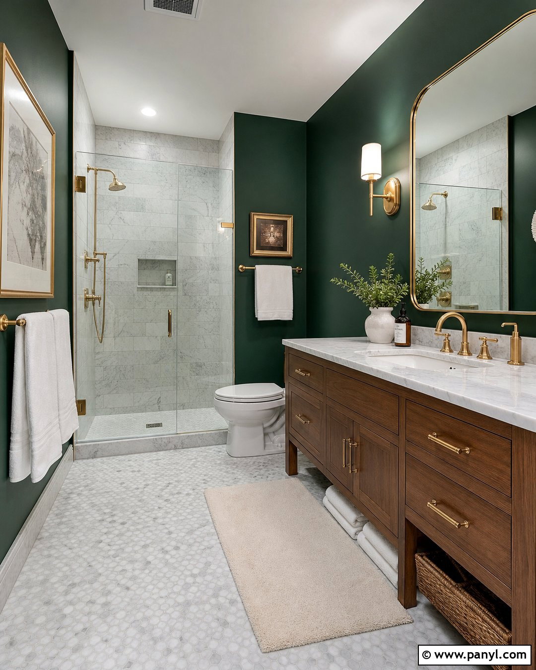 Dark Green Bathroom With Marble - 45 dark green walls