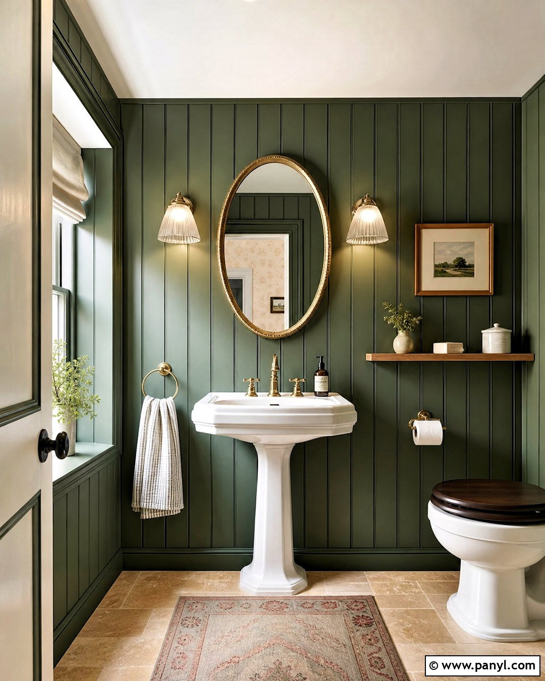 Dark Green Bathroom With Vertical Paneling - 20 dark green moody bathroom ideas