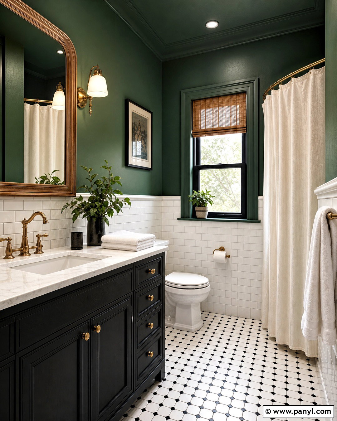 Dark Green Bathroom With White Subway Tile - 20 dark green moody bathroom ideas