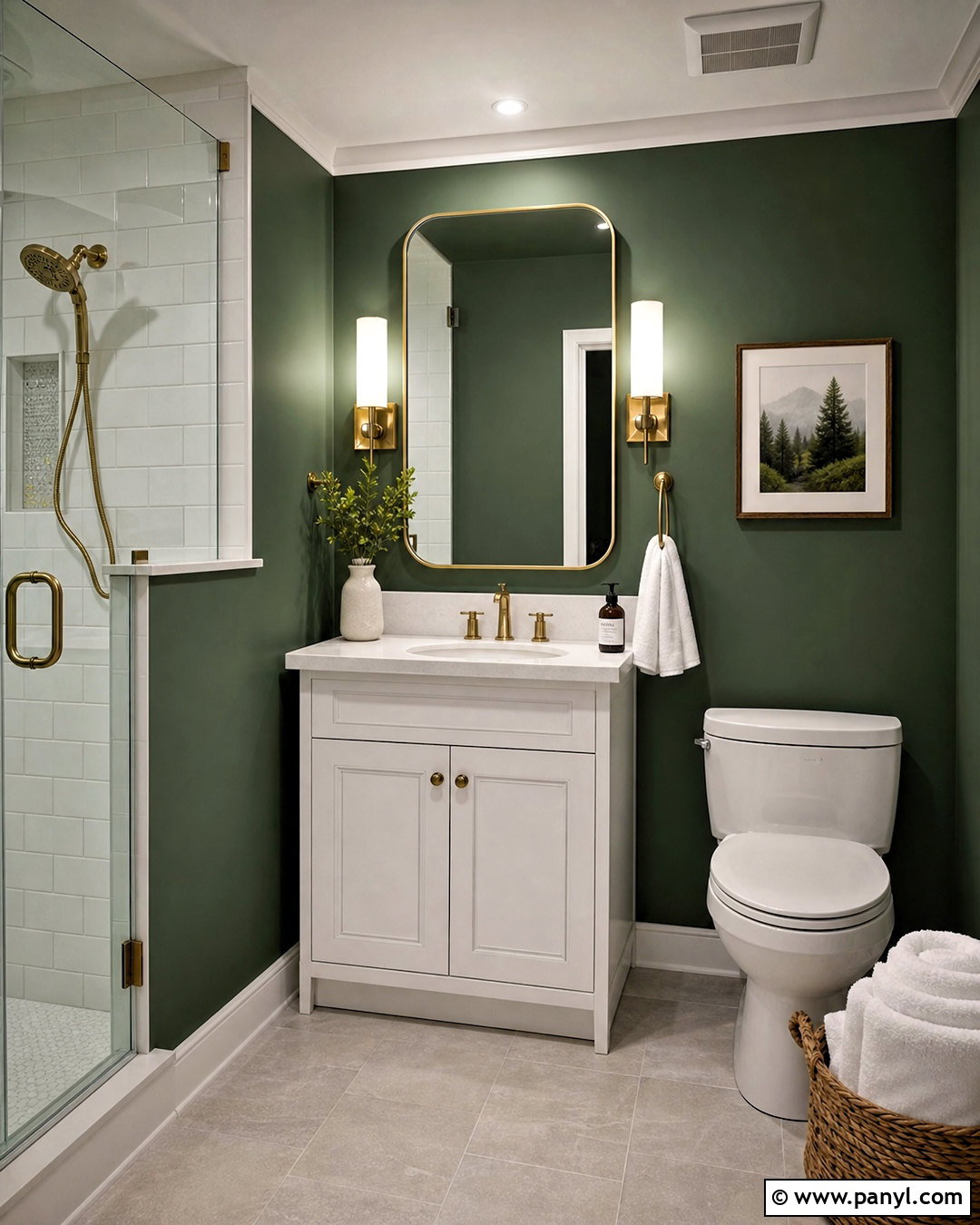 Dark Green Bathroom With White Vanity - 20 small dark green bathroom ideas