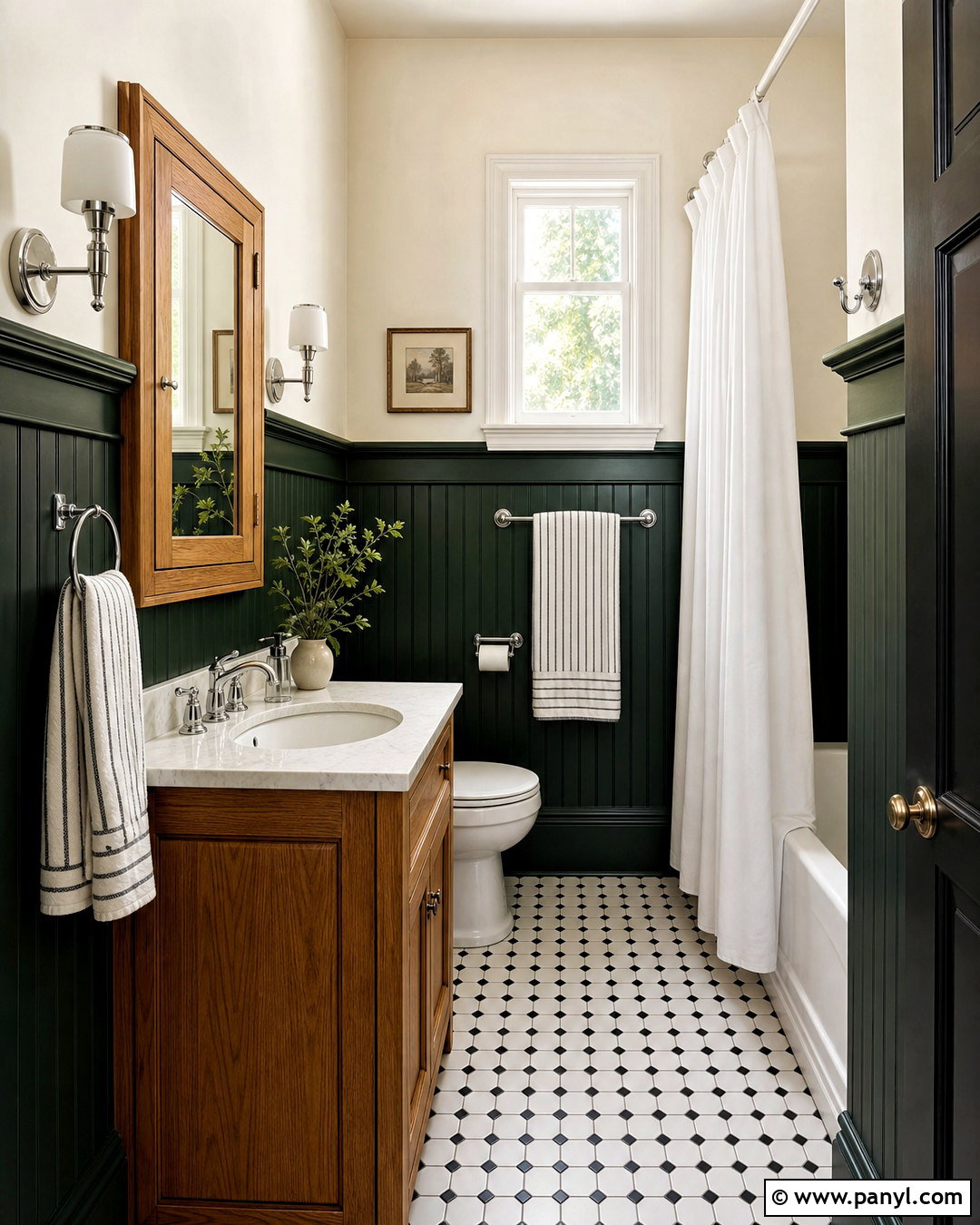 Dark Green Beadboard Bathroom - 20 small dark green bathroom ideas
