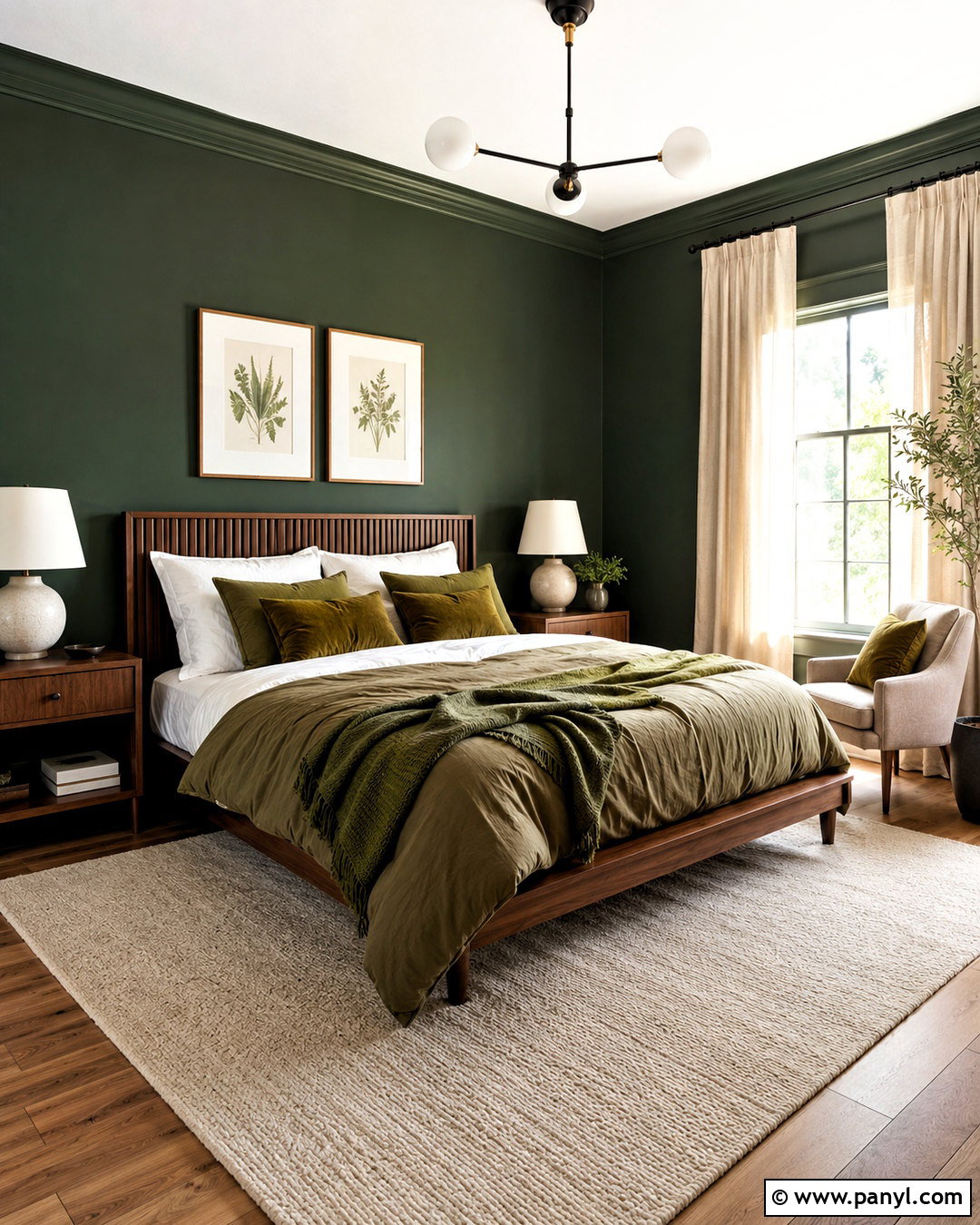 Dark Green Bedroom - 20 dark and moody bedroom ideas