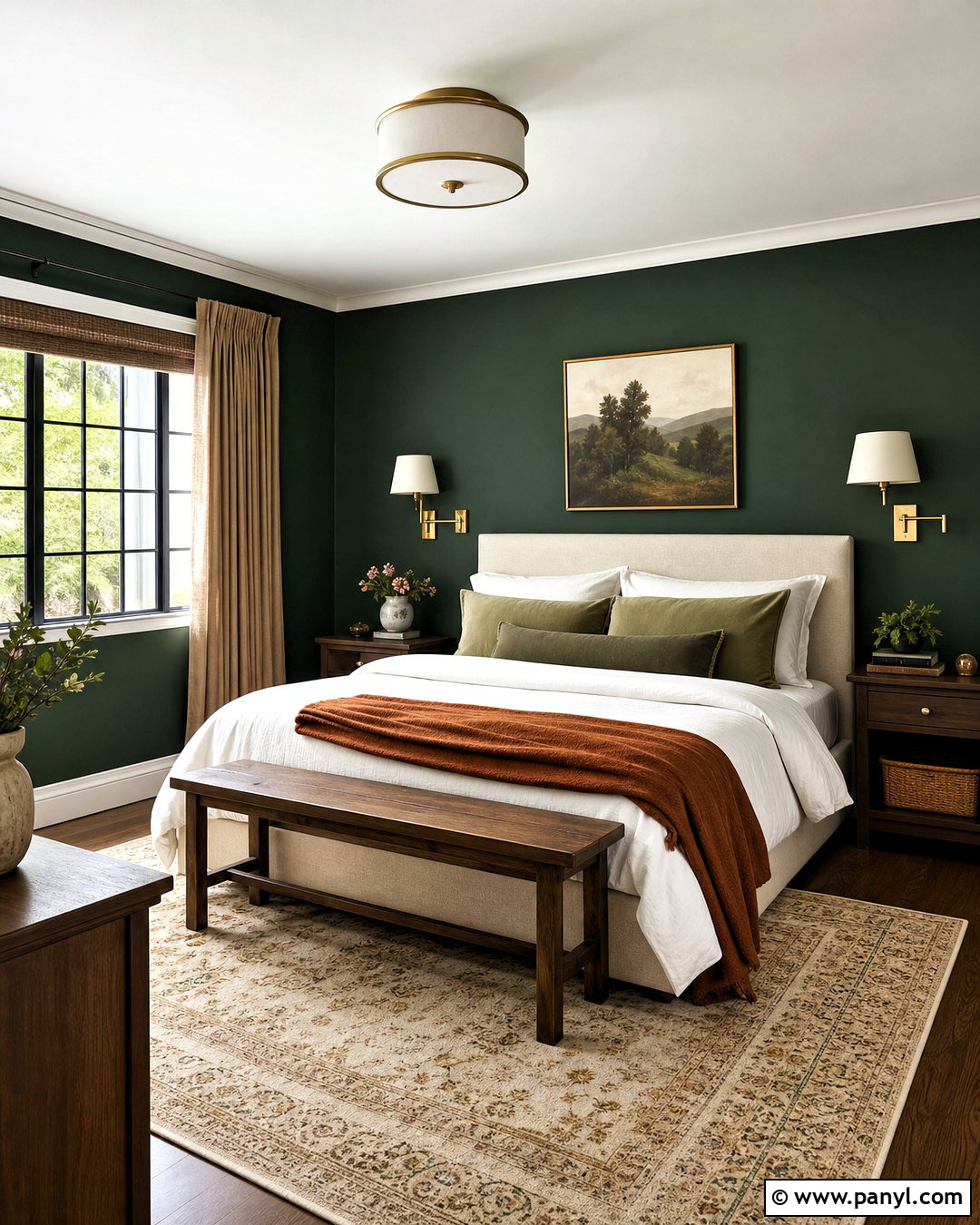 Dark Green Bedroom - 20 green room design ideas