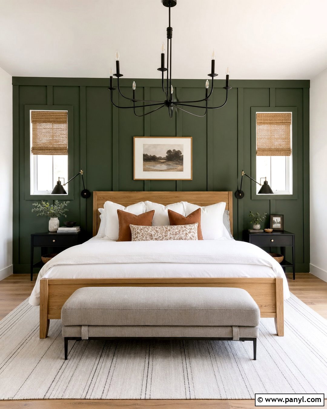Dark Green Bedroom Wall With Board And Batten - 30 dark green wall color ideas