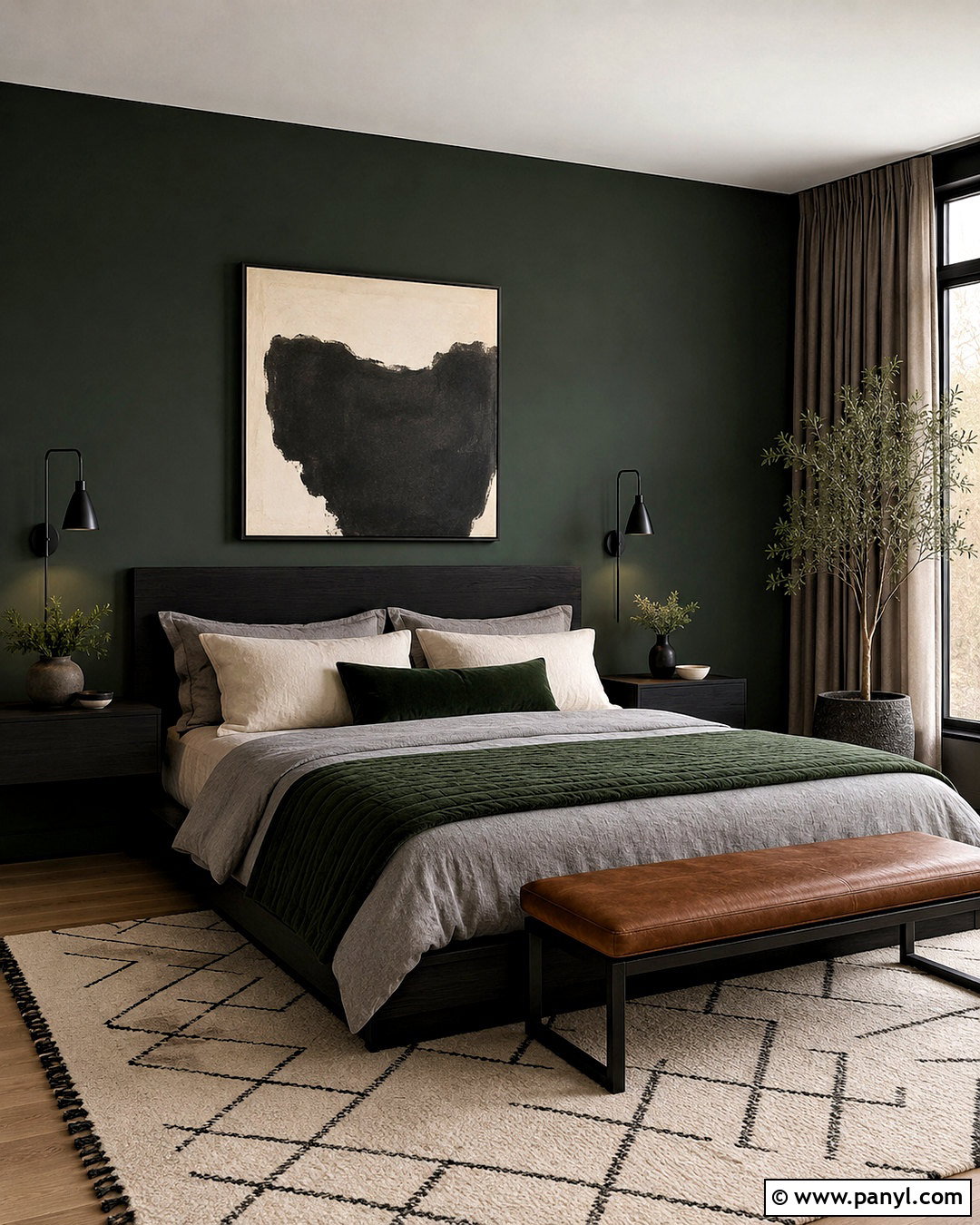 Dark Green Bedroom With Black Accents - 20 dark green moody bedroom ideas