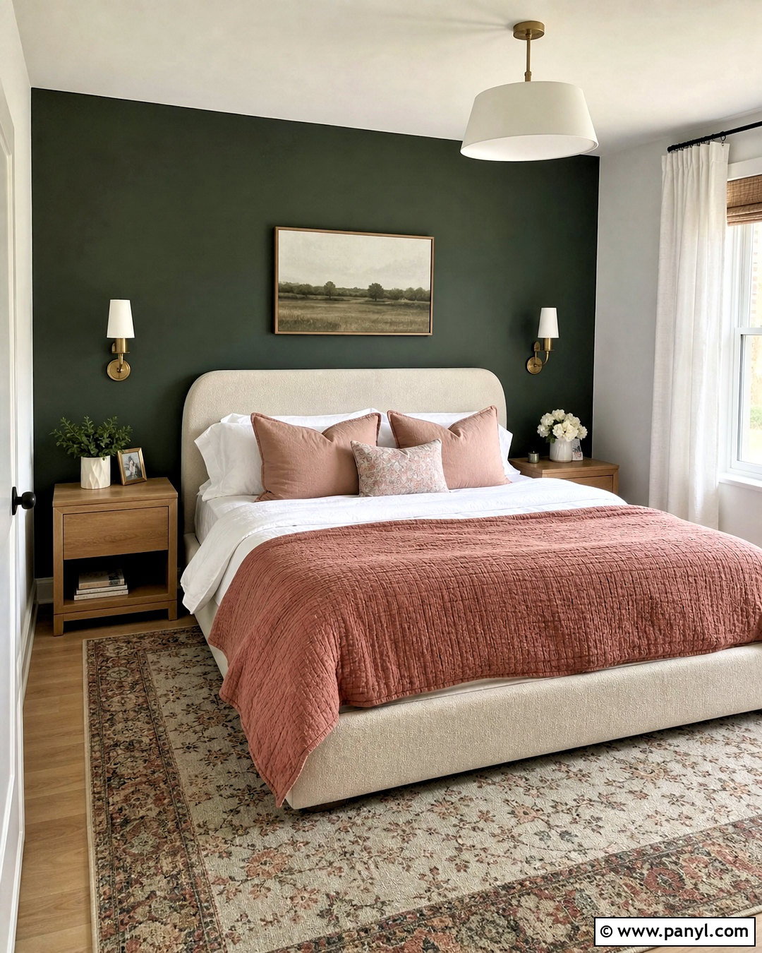 Dark Green Bedroom With Blush Accents - 20 dark green interior design ideas