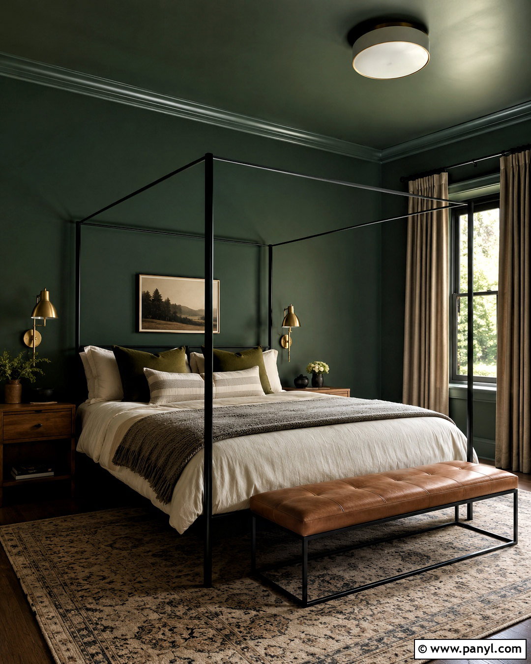 Dark Green Bedroom With Canopy Bed - 20 dark green moody bedroom ideas