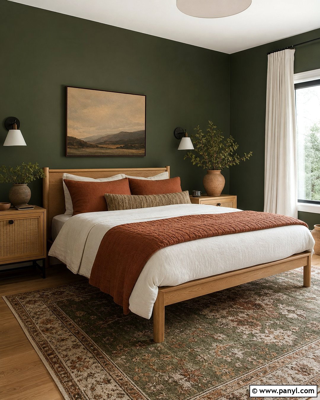 Dark Green Bedroom With Terracotta Decor - 45 dark green walls