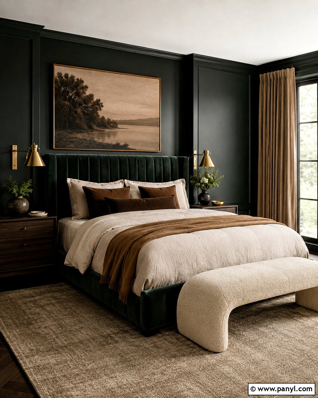 Dark Green Bedroom With Velvet Bed - 20 dark green moody bedroom ideas