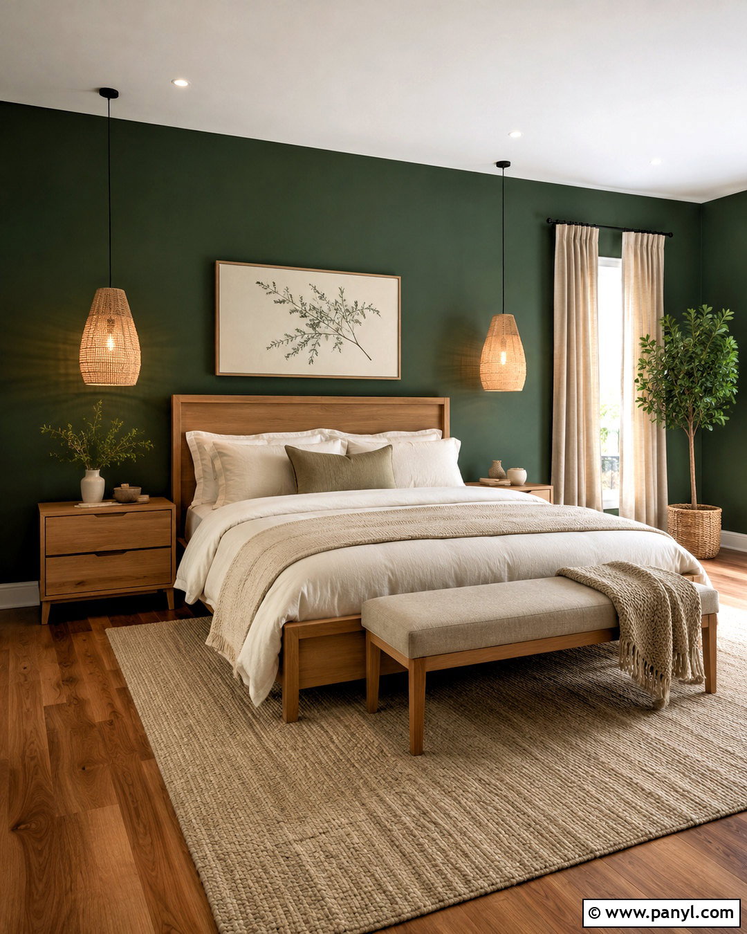 Dark Green Bedroom With Wood Furniture - 20 dark green decor ideas