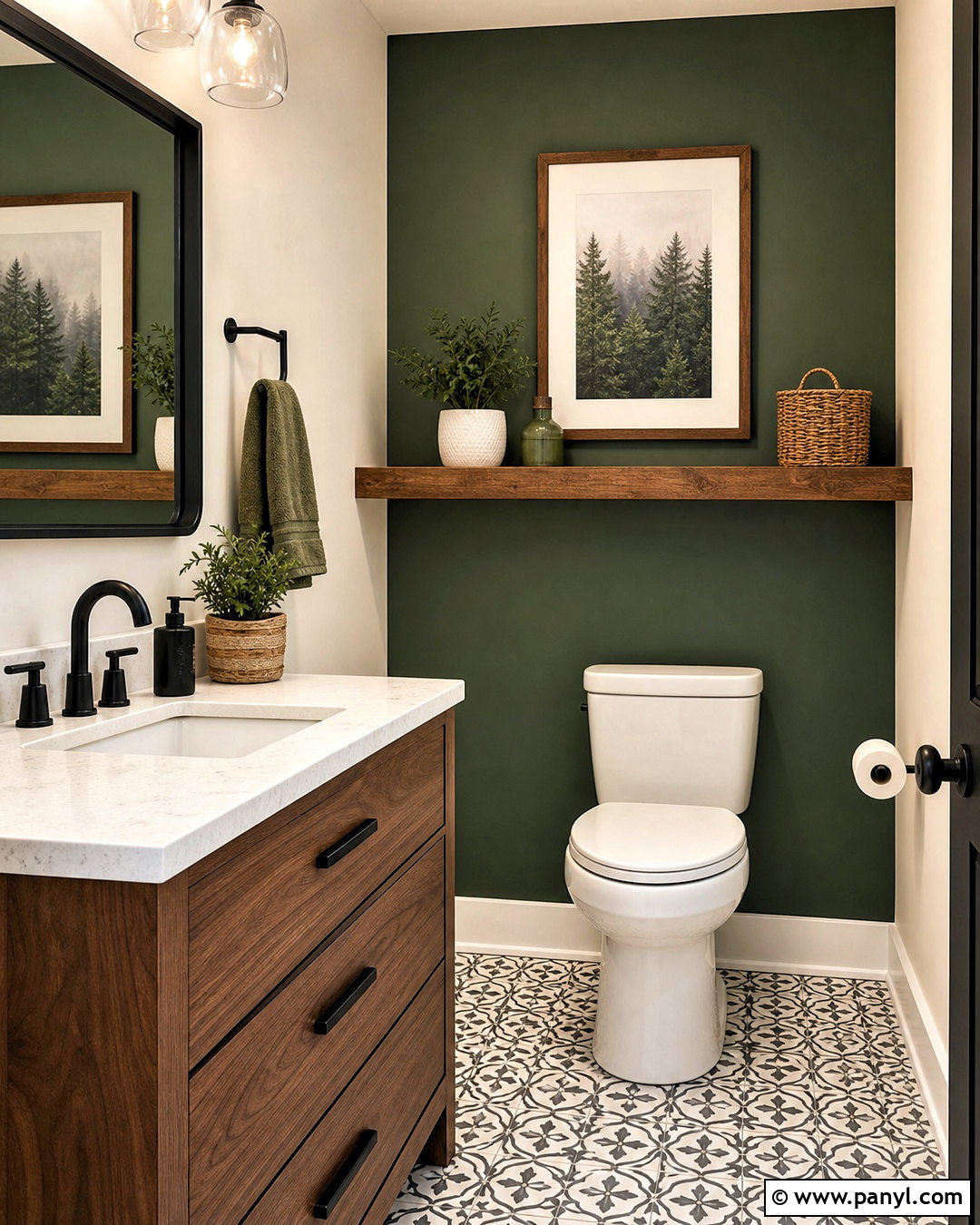 Dark Green Behind Toilet Accent Wall - 20 behind toilet accent wall ideas