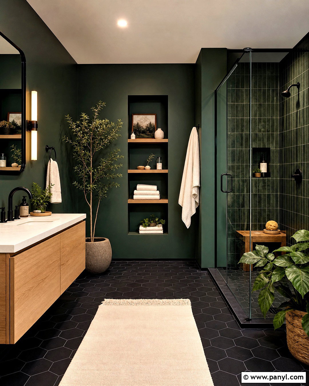 Dark Green Black And Wood Bathroom - 20 dark green and black bathroom ideas