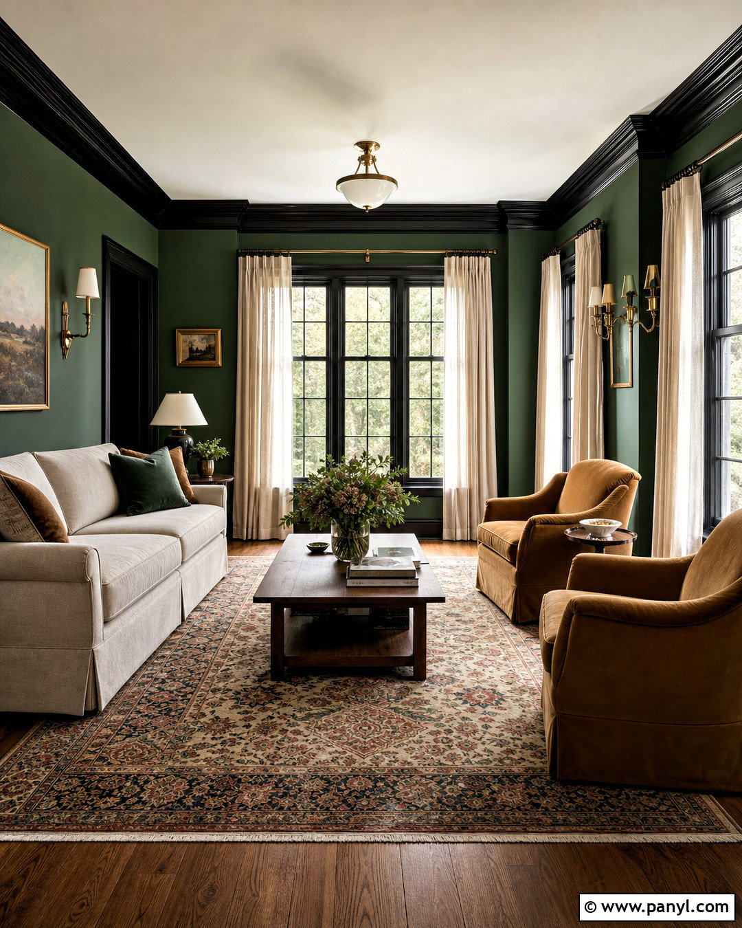 Dark Green Black Trim Living Room - 20 black trim interior living rooms