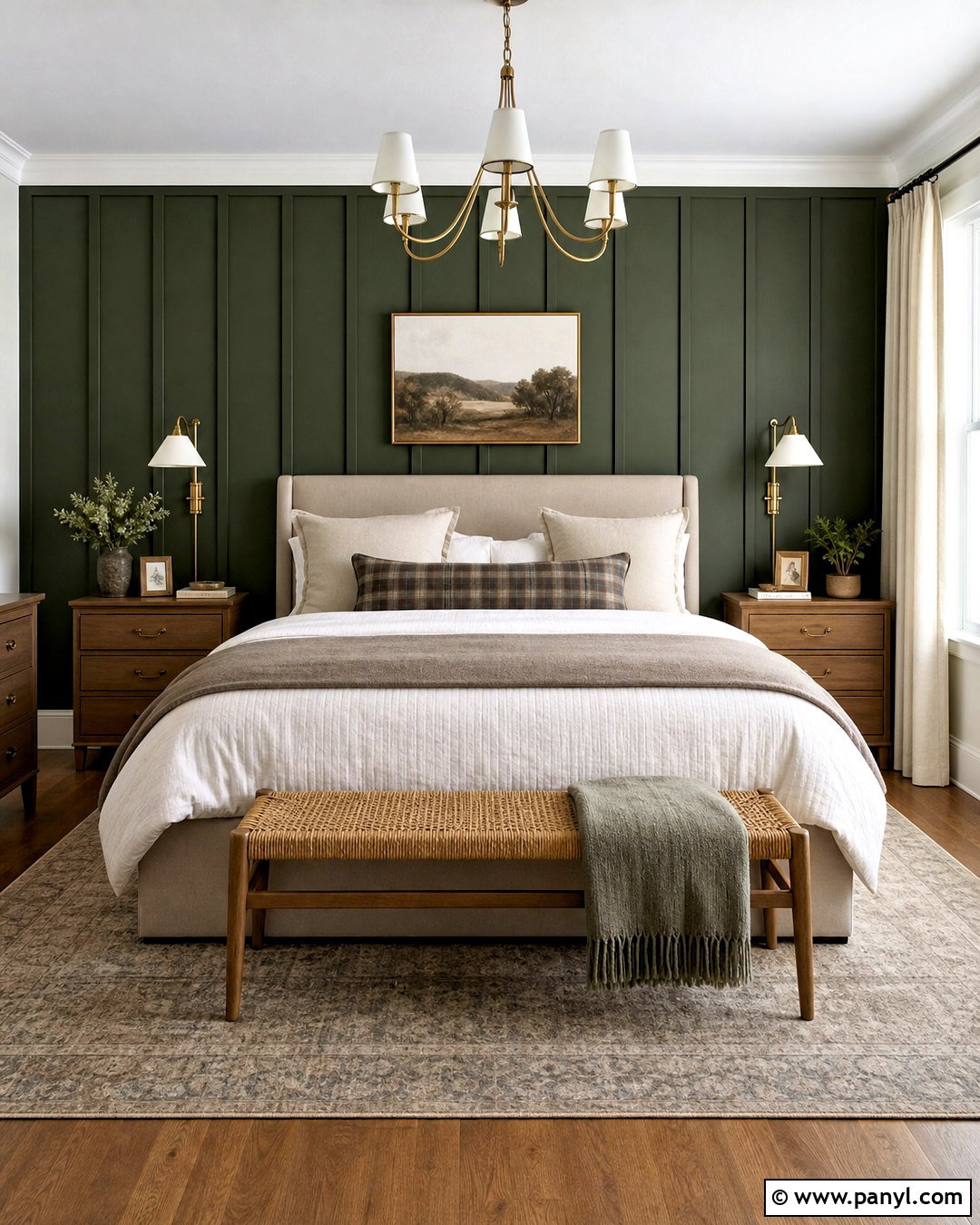 Dark Green Board And Batten Accent Wall - 20 dark green accent wall bedroom ideas