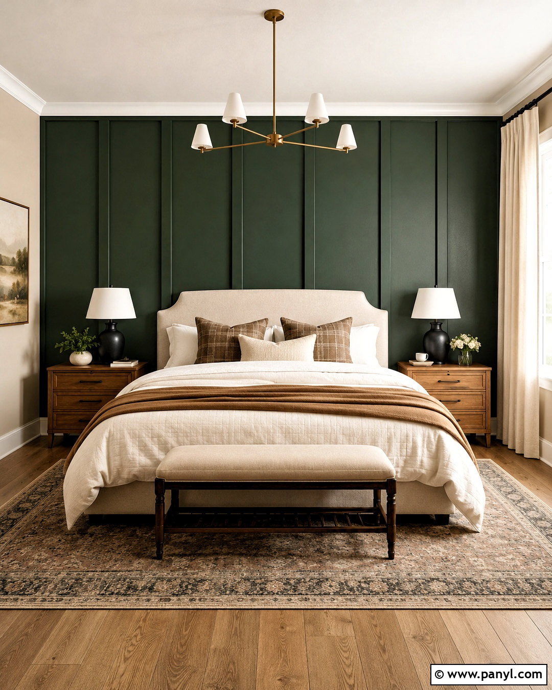 Dark Green Board And Batten Wall - 20 dark feature wall bedroom ideas