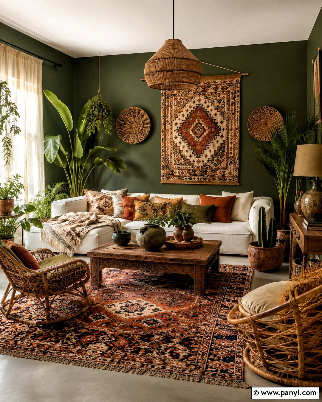 Dark Green Boho Lounge - 20 dark green lounge ideas