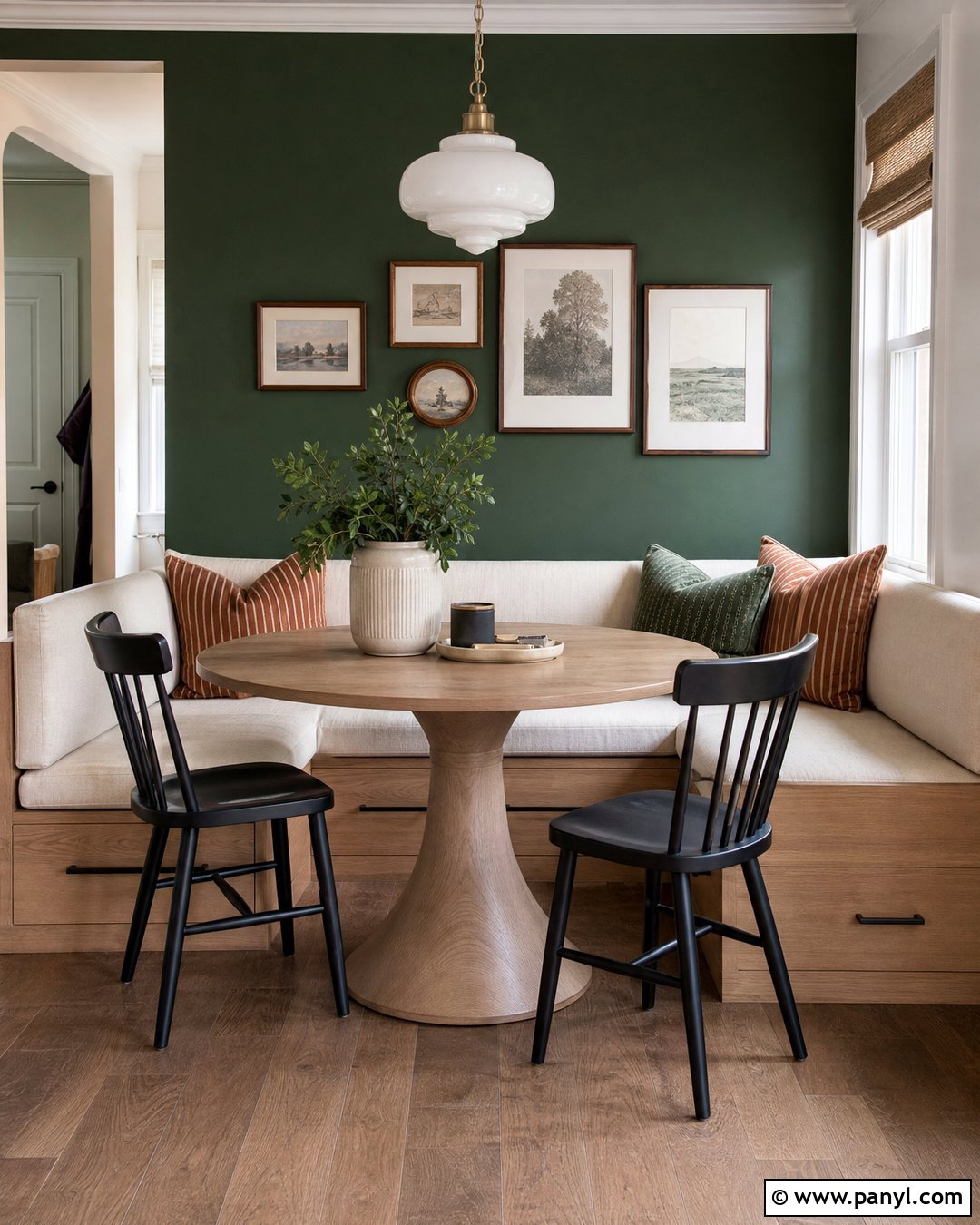 Dark Green Breakfast Nook Accent Wall - 45 dark green accent wall ideas