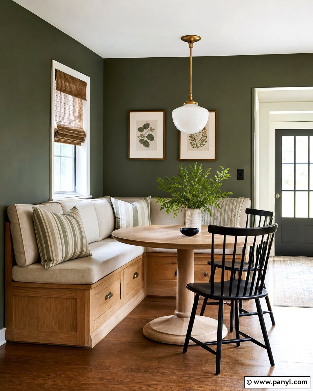 Dark Green Breakfast Nook Wall - 30 dark green wall color ideas