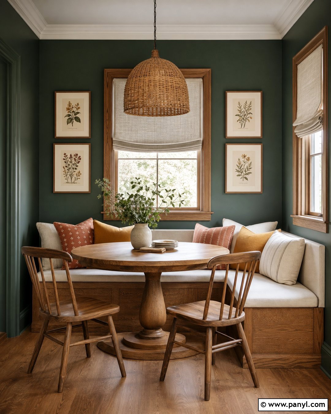 Dark Green Breakfast Nook - 45 dark green walls