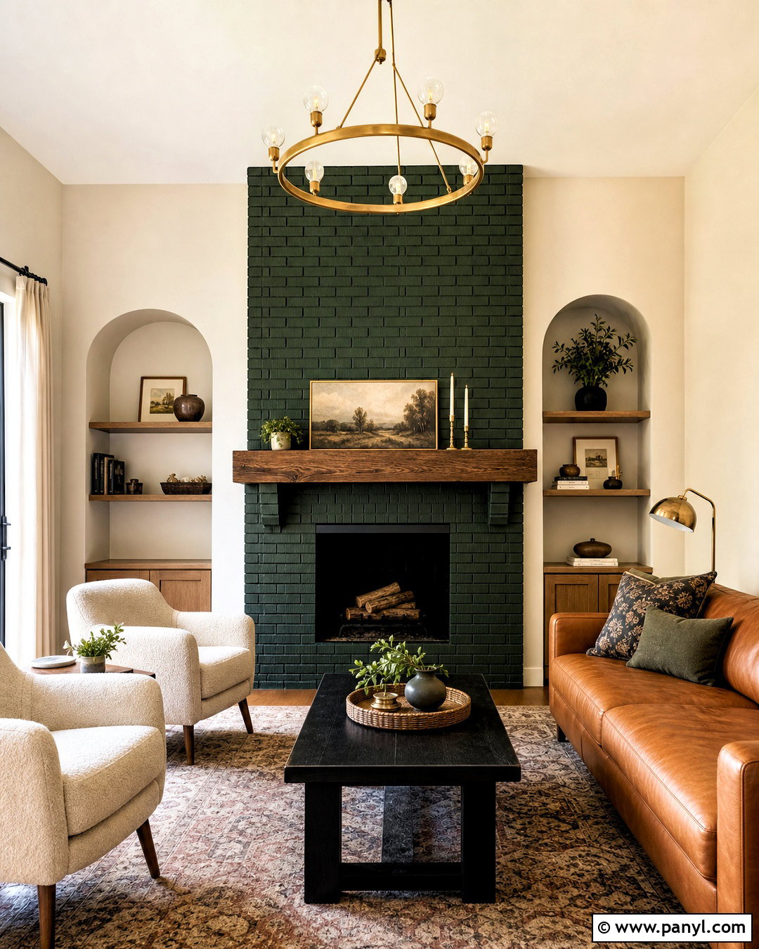 Dark Green Brick Fireplace - 20 green brick fireplace ideas