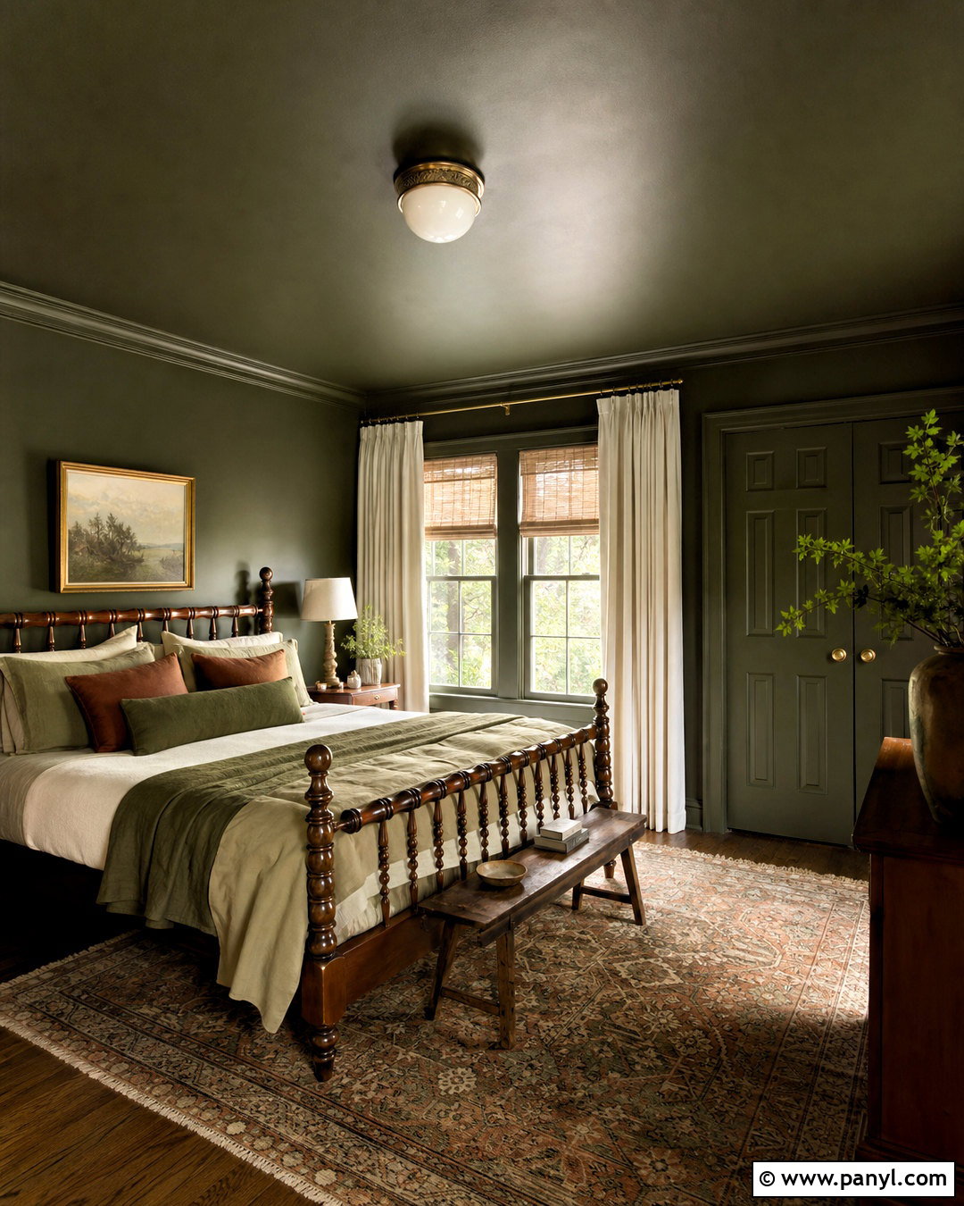 Dark Green Ceiling And Walls - 20 dark green ceiling ideas