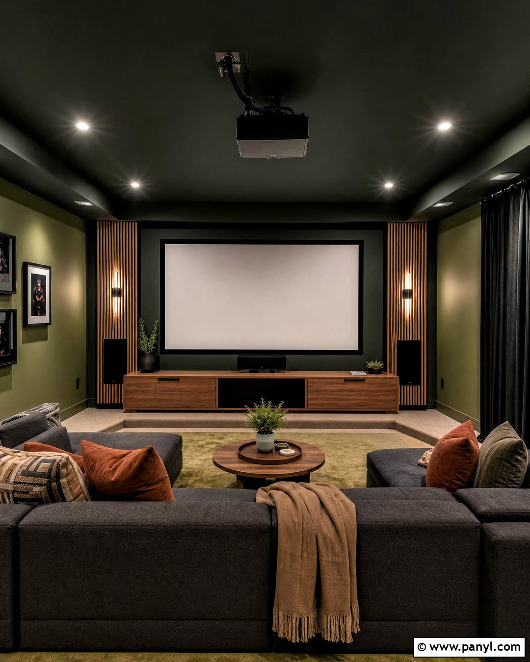 Dark Green Ceiling Media Room - 20 dark green ceiling ideas