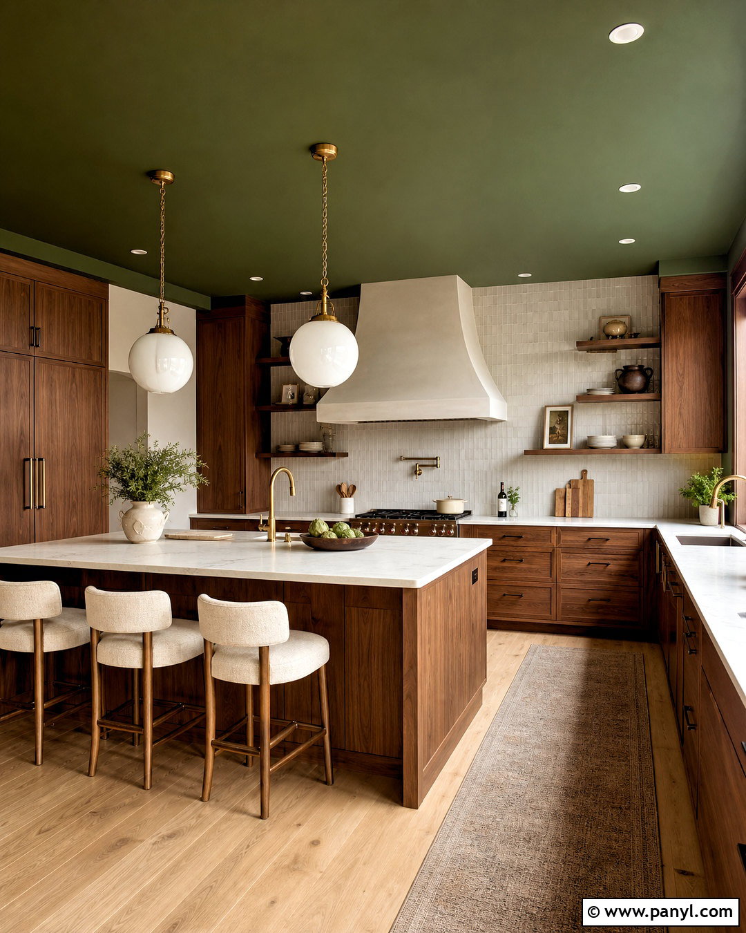 Dark Green Ceiling Walnut Kitchen - 20 dark green ceiling ideas