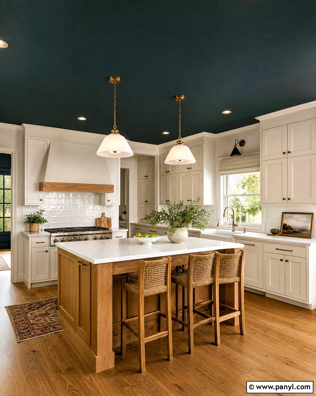 Dark Green Ceiling White Kitchen - 20 dark green ceiling ideas