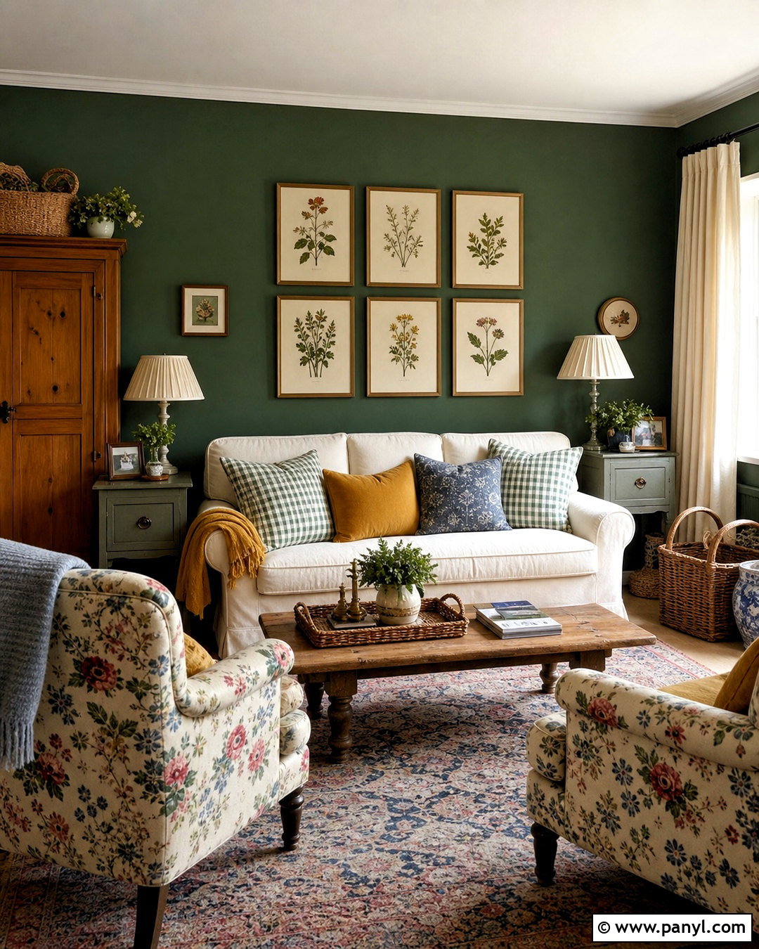 Dark Green Cottage Living Room - 20 dark green walls living room ideas
