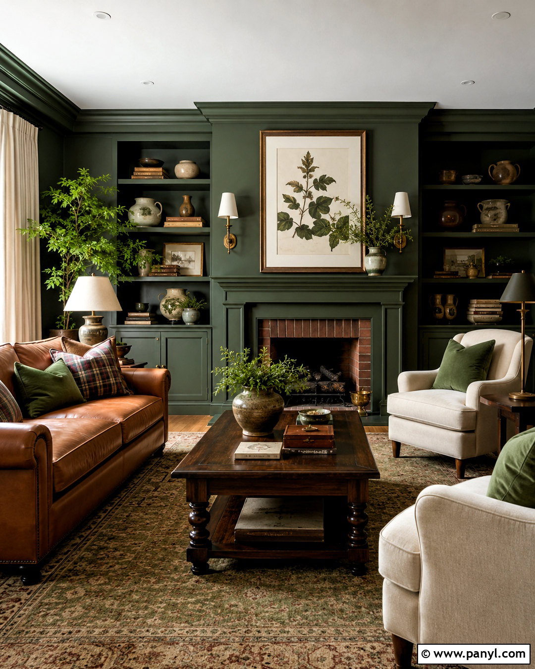 Dark Green Cozy Living Room - 20 cozy living rooms