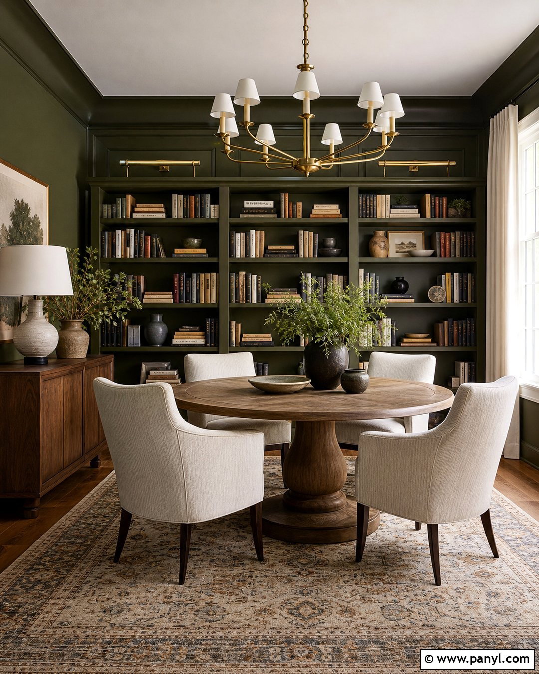 Dark Green Dining Library - 20 Cozy Library With Dark Green Walls