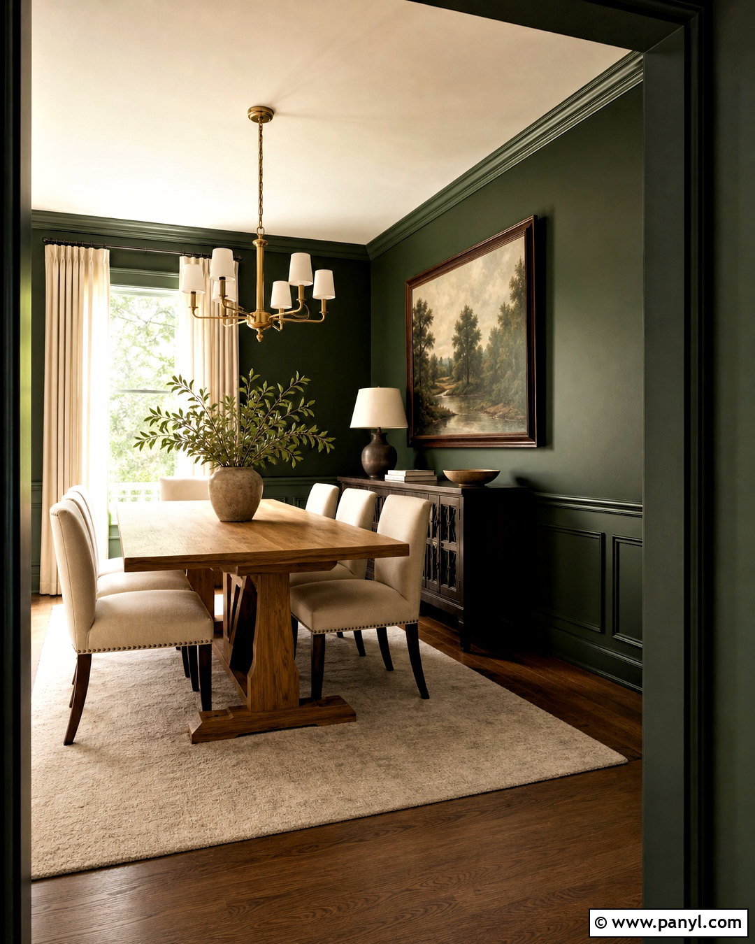 Dark Green Dining Room Wall Painting - 20 room wall painting ideas aesthetic ideas