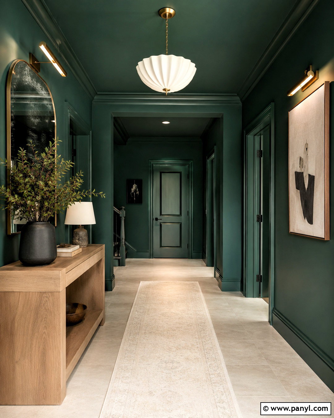 Dark Green Entryway Color Drenching - 20 dark green entryway ideas