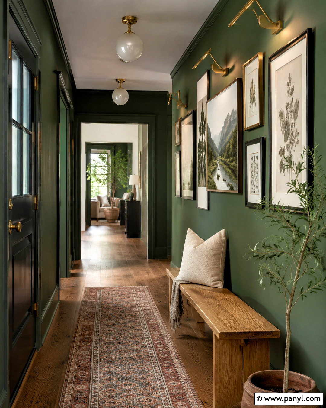 Dark Green Entryway With A Gallery Wall - 20 dark green entryway ideas