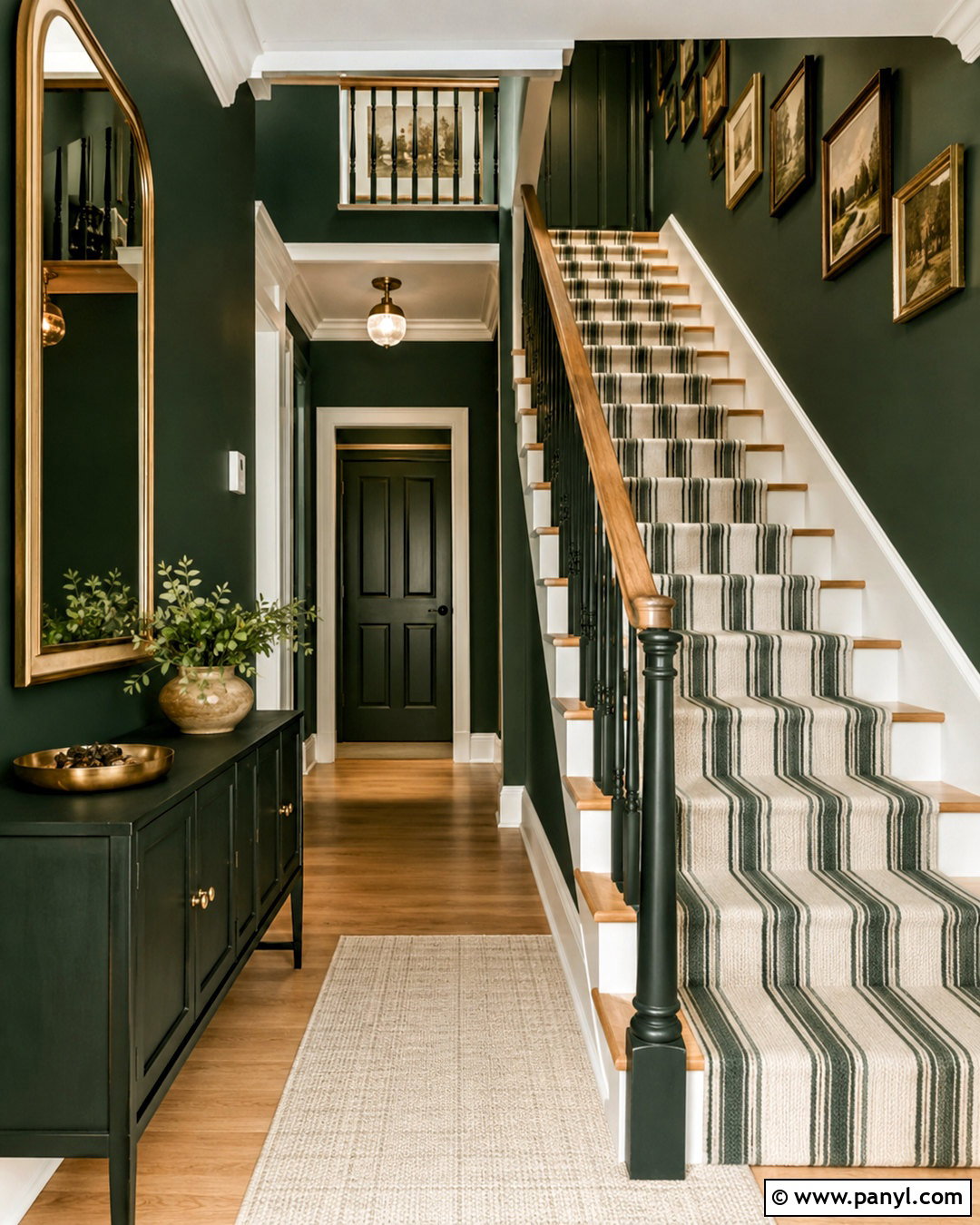Dark Green Entryway With A Staircase - 20 dark green entryway ideas