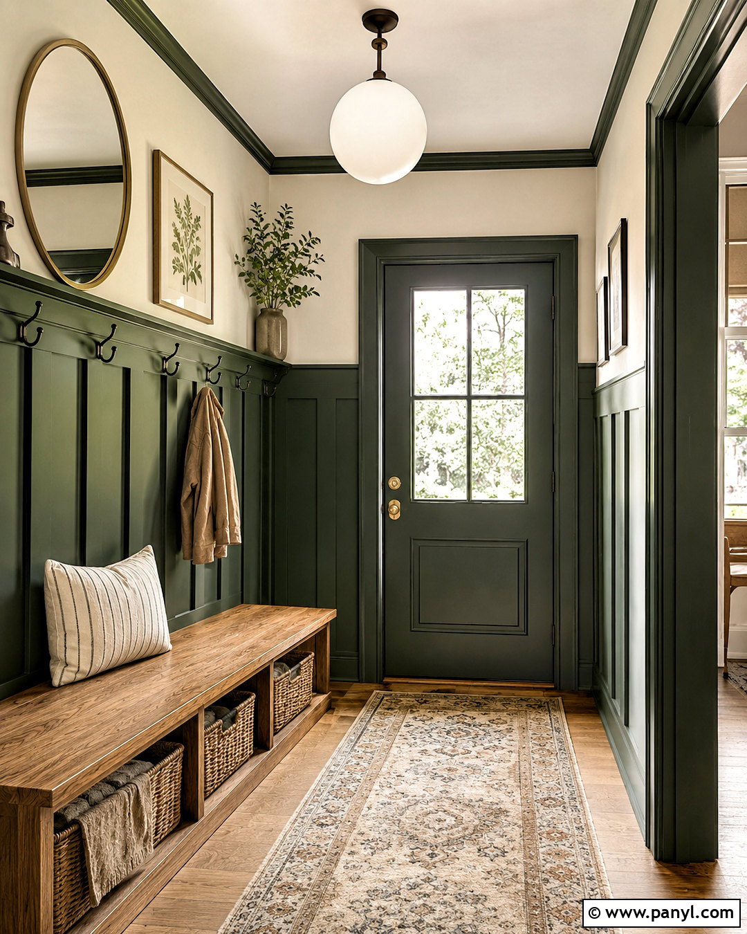 Dark Green Entryway With Board And Batten - 20 dark green entryway ideas