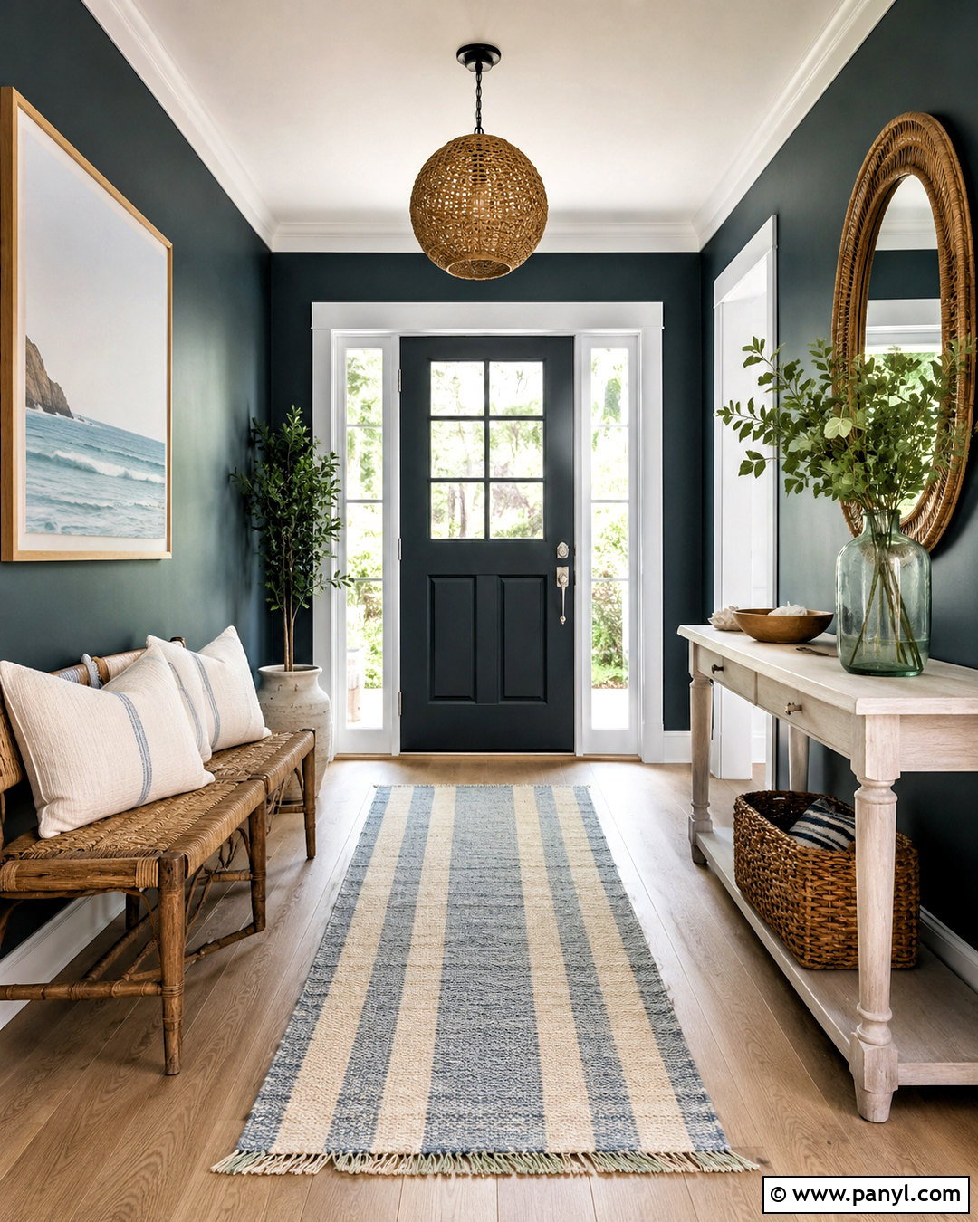 Dark Green Entryway With Coastal Details - 20 dark green entryway ideas