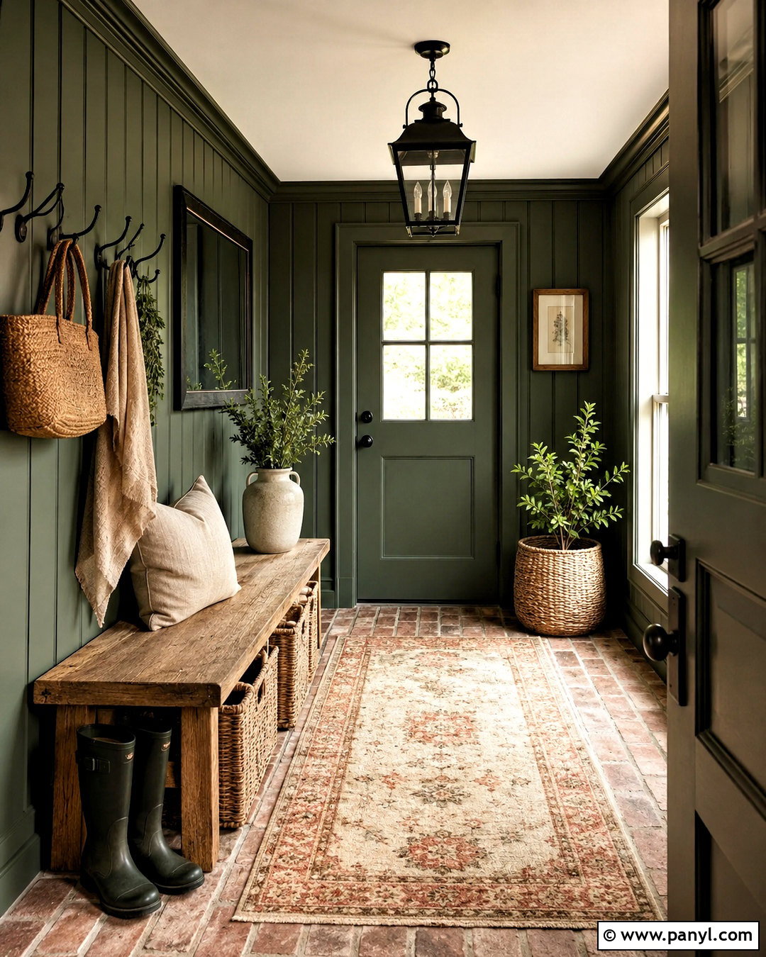 Dark Green Entryway With Farmhouse Decor - 20 dark green entryway ideas