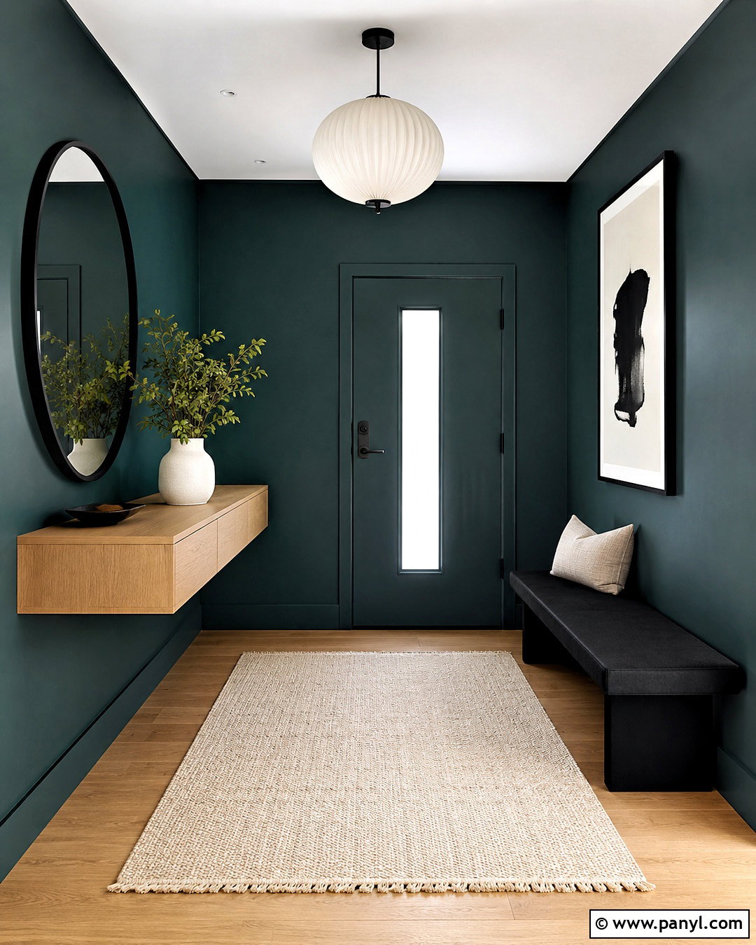 Dark Green Entryway With Modern Furniture - 20 dark green entryway ideas