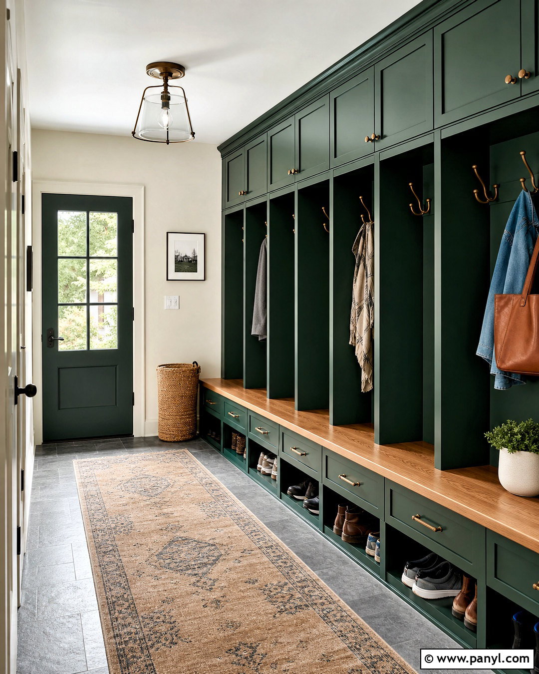 Dark Green Family Mudroom Lockers - 20 dark green mudroom ideas