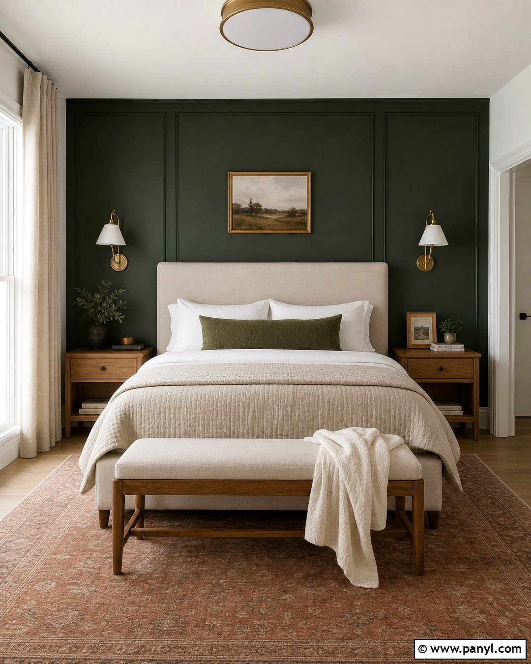 Dark Green Feature Wall Behind Bed - 30 dark green feature wall ideas
