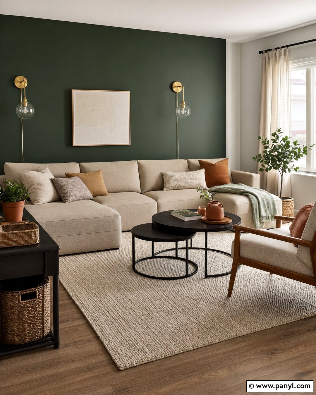 Dark Green Feature Wall In Apartment Living Room - 30 Dark Green Feature Wall Living Room Ideas