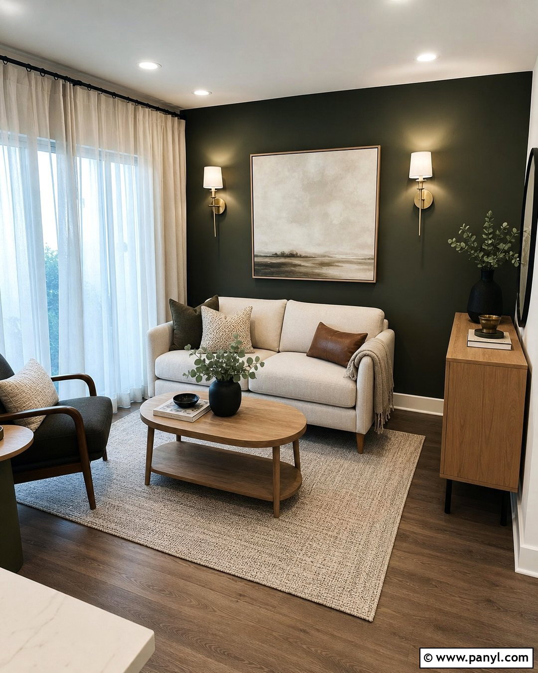 Dark Green Feature Wall In Small Living Room - 30 Dark Green Feature Wall Living Room Ideas