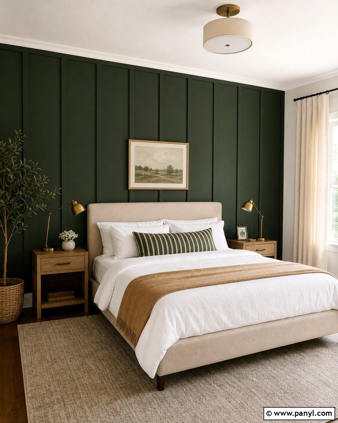Dark Green Feature Wall With Board And Batten - 30 dark green feature wall ideas