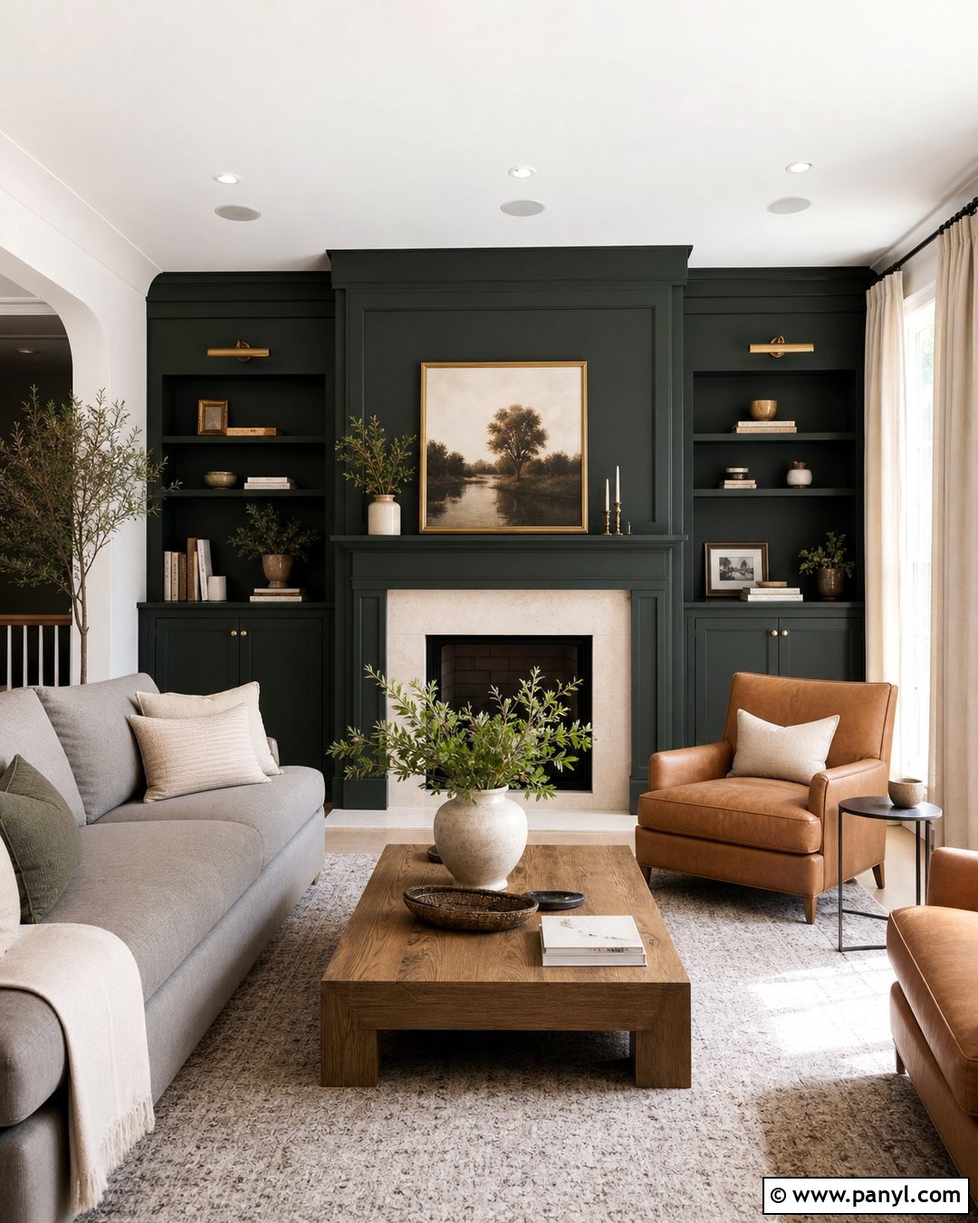 Dark Green Feature Wall With Fireplace - 30 dark green feature wall ideas