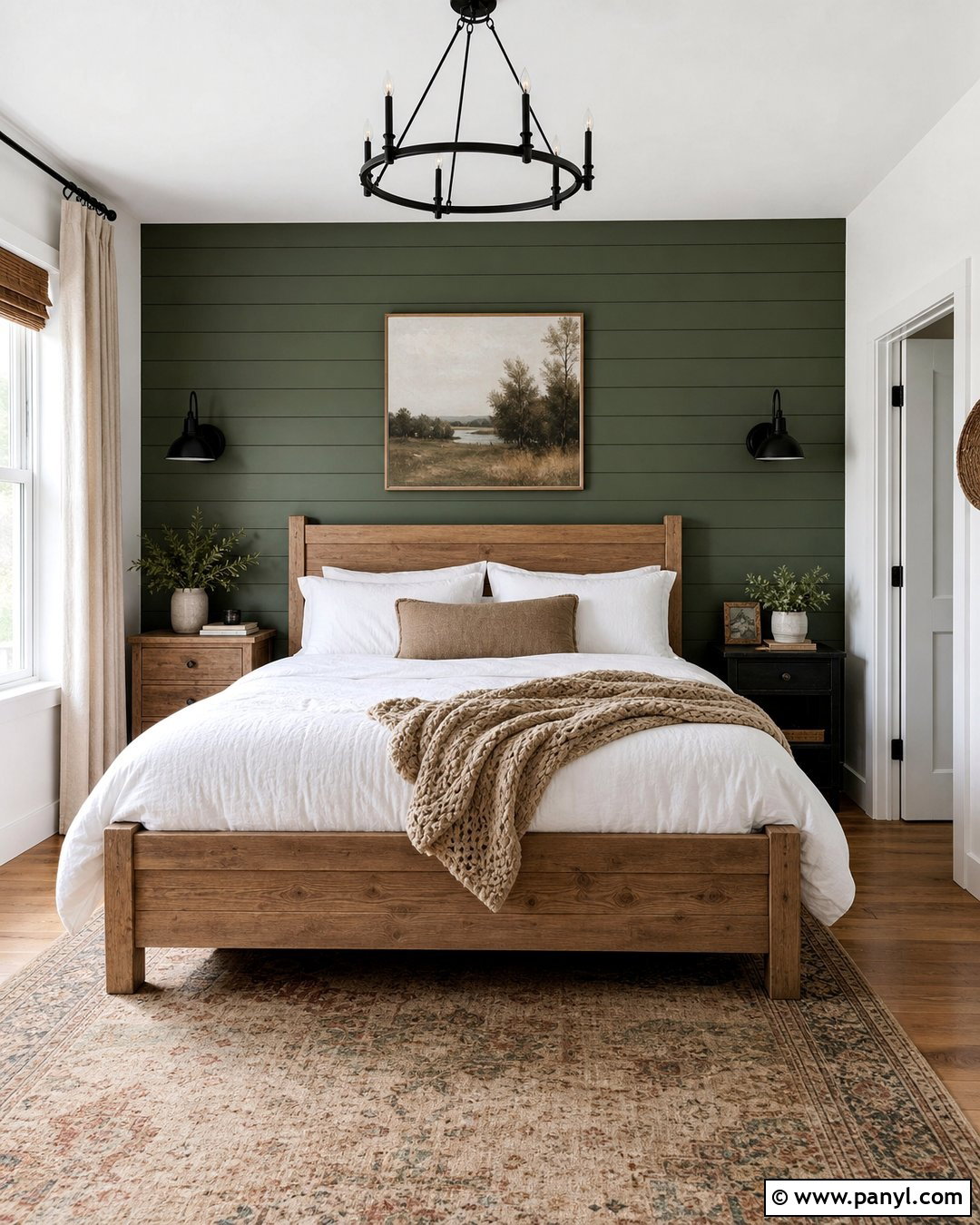 Dark Green Feature Wall With Shiplap - 30 dark green feature wall ideas