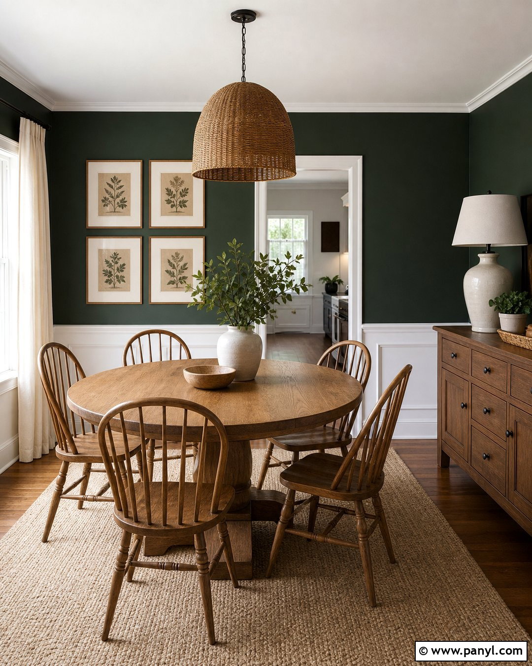 Dark Green Feature Wall With White Wainscoting - 30 dark green feature wall ideas