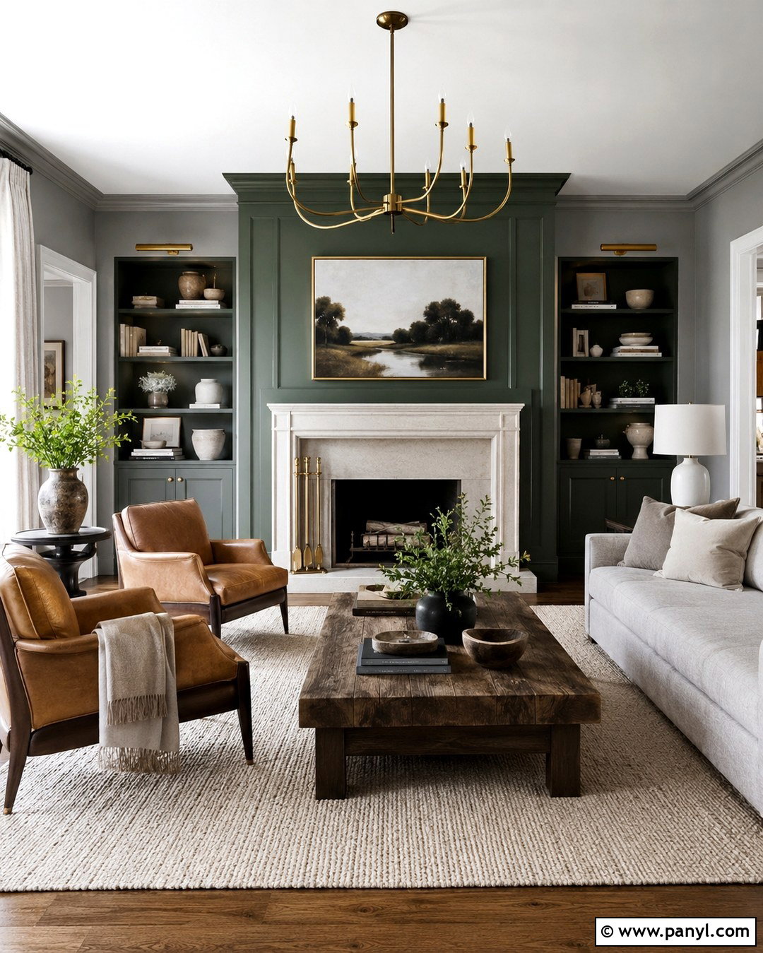 Dark Green Fireplace Accent Wall - 20 Gray Walls With Green Accent Wall Ideas