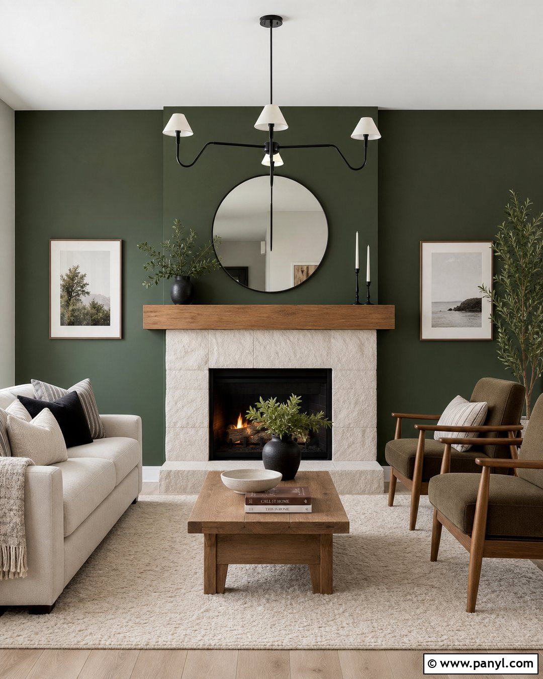 Dark Green Fireplace Accent Wall - 45 dark green accent wall ideas