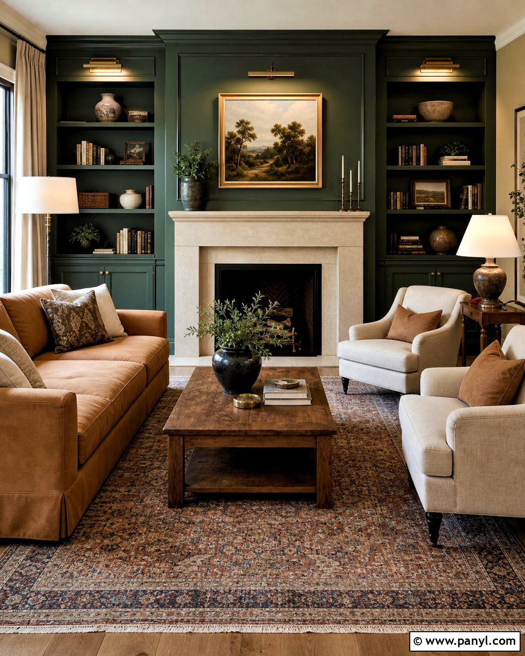 Dark Green Fireplace Living Room - 20 dark green interior ideas